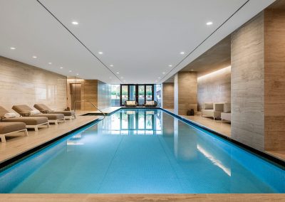 Photograph of the interior pool at Arte Surfside condo.