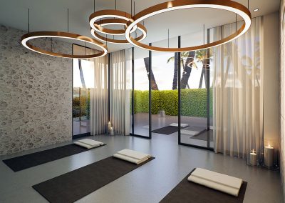3D rendering sample of Aurora yoga room.