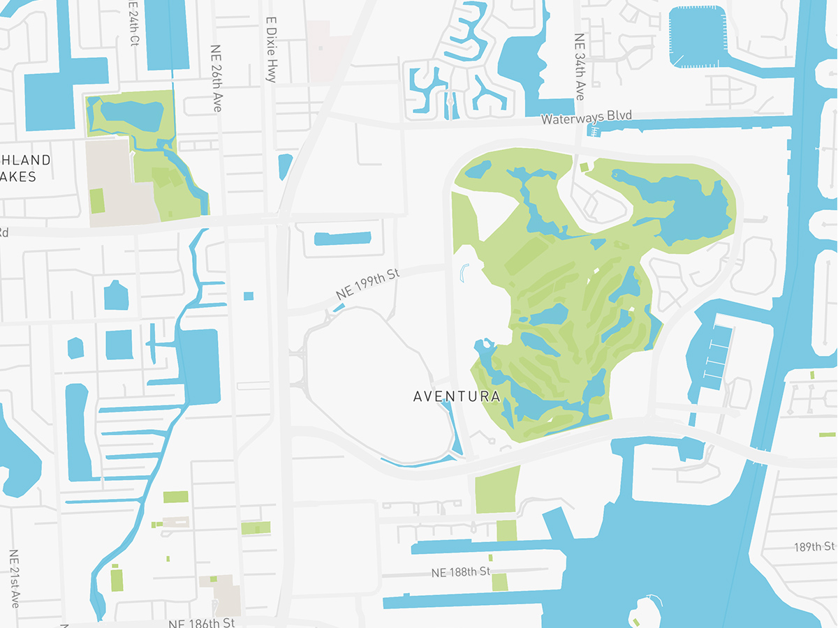Map illustration of Aventura Florida.