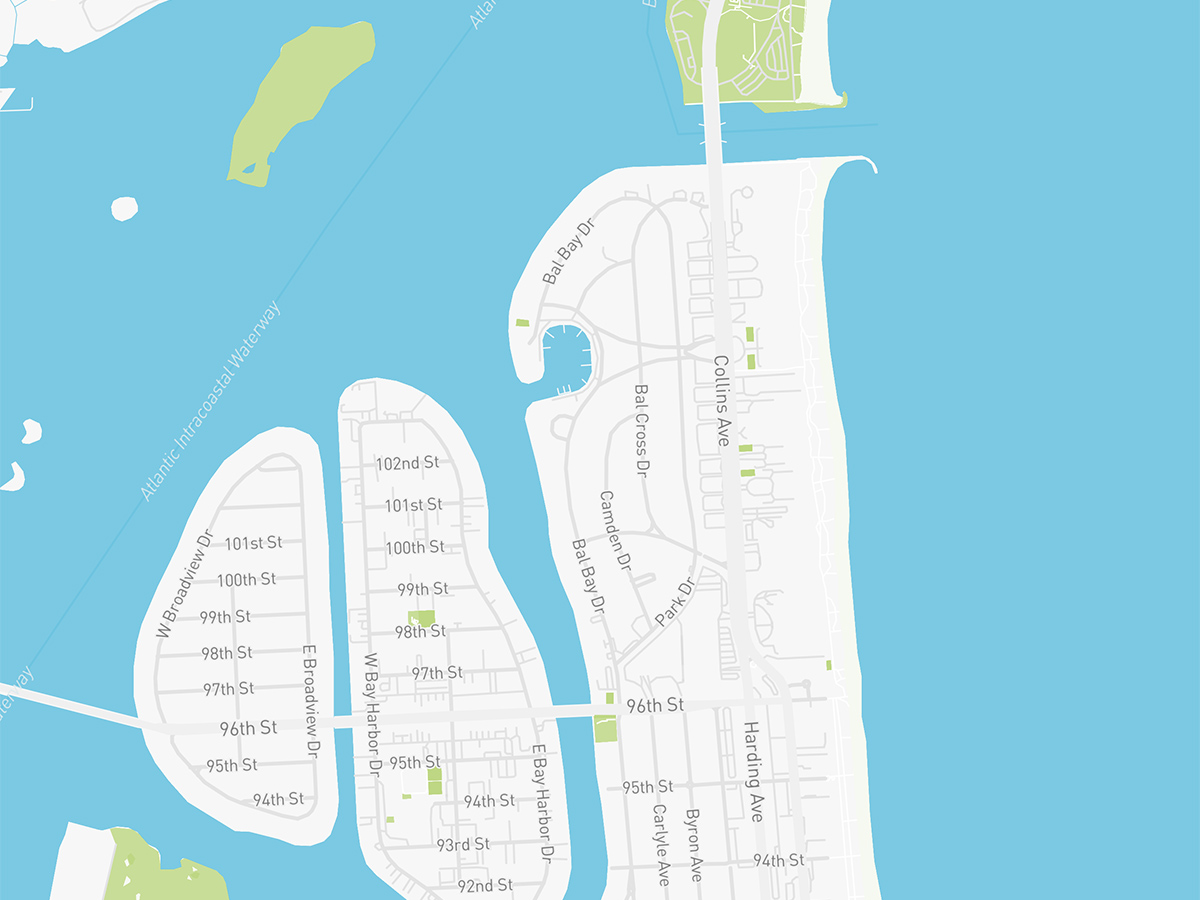 Map illustration of Bal Harbour, Florida.
