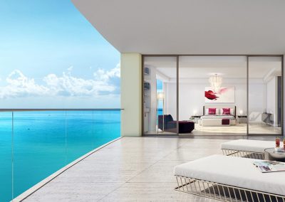3D rendering sample of a terrace at The Estates at Acqualina condo.